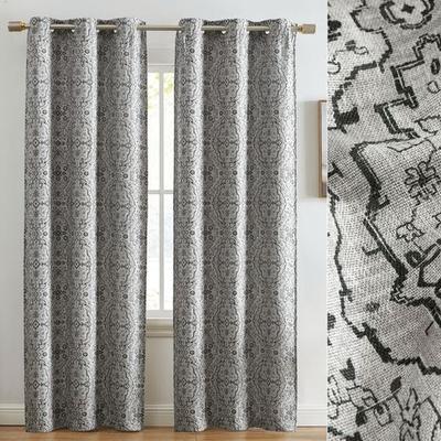 Drema Ikat Grommet Curtain Pair Dark Gray, 74 x 63, Dark Gray