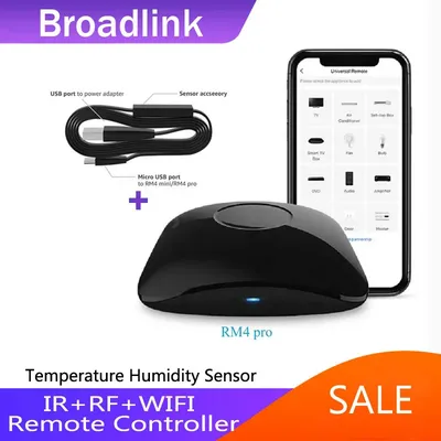 BroadLink RM4 Pro Version Wireless Universal Remote Hub with HTS2 Temp and Humidity Sensor Smart