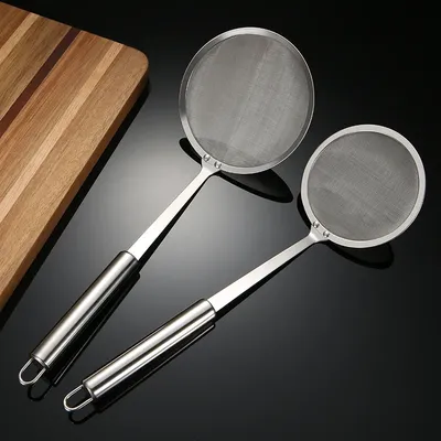 304 Stainless Steel Pasta Colander Oil Filter Spoon Large Skimmer Noodle Drainer Long Handle Fine