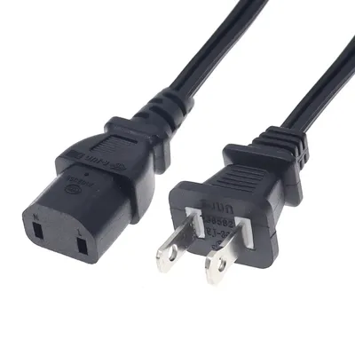 Universal 2-Prong Polarized Male to IEC C17 Female Extension Cord 1.5m Power Replacement Cable for