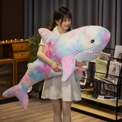 60-140cm Cute Colorful Shark Plush Toys Giant Size Animal Shark Pillow Stuffed Soft Cushion Sleeping