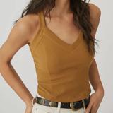 Anthropologie Tops | Anthropologie Ribbed Knit Tank Top (Size L) Mustard V-Neck Halter Basic | Color: Yellow | Size: L
