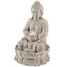 LED Solar Brunnen Buddha Zierbrunnen Springbrunnen H: 55cm grau