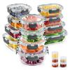 34pcs Glass Food Storage Containers with Lids Set, Airtight Glass Meal Prep Containers (17 Containers & 17 Lids)