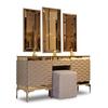 Eren 3-Drawer Wood Modular Storage Dresser With Mirror, Gold Detail