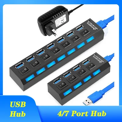 Airies USB 3.0 à 4 ports et 7 ports 5Gbps répartiteur haute vitesse multi prise EU US pour