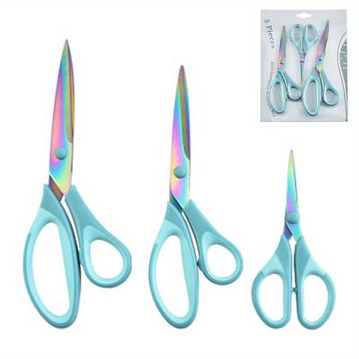 Craft Scissors, All Purpose Sharp Titanium Blades Shears, Rubber Soft Grip Handle, Multipurpose Fabric Scissors Tool Set Great For Office, Sewing, Arts, School And Home Supplies, 1 Set Of 3 Pack