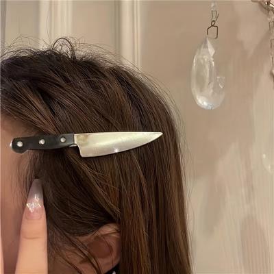 1pc/2pcs, Trendy Gothic Punk Knife Hair Clip, Funn...