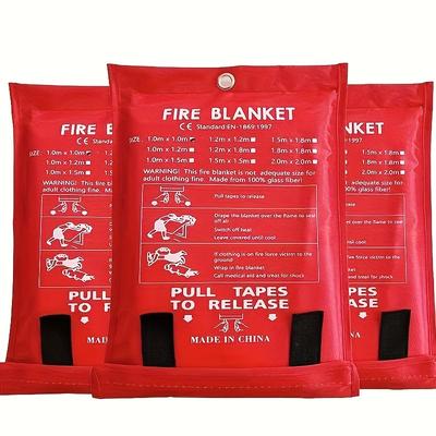 3pcs Fire Blankets, Emergency Fire Blanket For Home & Kitchen, Fiberglass Flame Retardant Blankets For Home Office And Camping