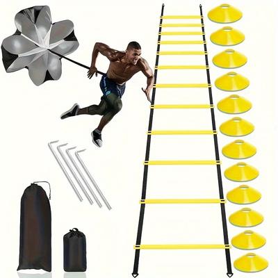 1set Football Agility Ladder Training Equipment, Including Soft Ladder, Jump Grid Ladder, Disc Cones, Speed Ladder For Football Training