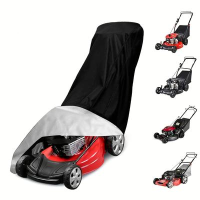 1pc Outdoors Lawn Mower Cover, Heavy Duty 210d Polyester Oxford Lawn Mower Covers, Waterproof Rip-proof Uv Dust Outdoor Protectior, Universal Fit Lawnmower Covers With Drawstring & Storage Bag, Black