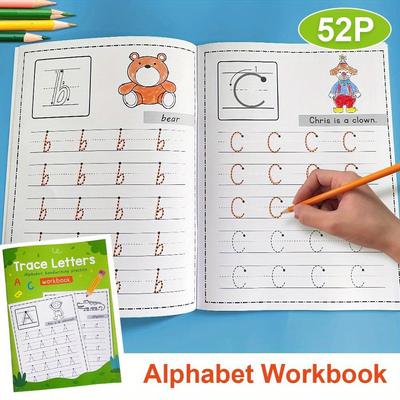 Kids' Learning Letters Early Education Writing Exercise Workbook, Alphabet Handwritting Practice Book, Trace Letters Montessori Book