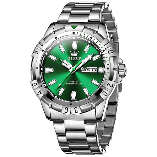 OLEVS Hommes Montres à quartz Mode Affaires Montre Bracelet Lumineux Calendrier Date Semaine IMPERMÉABLE Acier Suivre