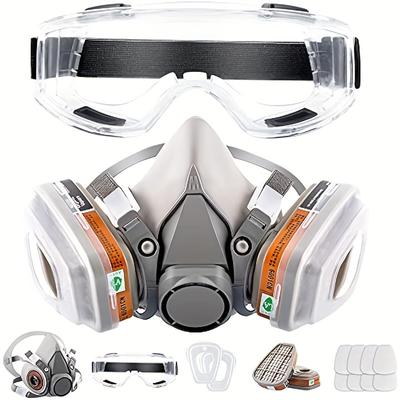 Respirator Reusable Half Face Cover Gas Mask With Safety Glasses, Filters For Painting, Chemical, Welding, Polishing, Woodworking And Other Work Protection