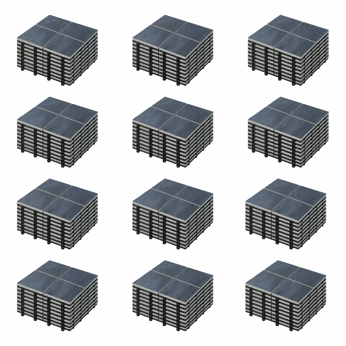 Oviala Business Set aus 96 schwarzen Klickfliesen aus Stein Image
