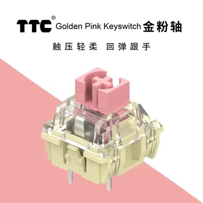 TTC Gold Pink Switch V2 3pin Linear Mechanical Keyboard Switches Silver Hot Swap 37gf Supersmooth