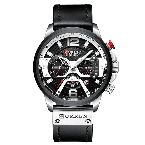 CURREN Herren Quarz uhr Modisch Geschäftlich Armbanduhr Kalender WASSERDICHT Dekoration Leder Beobachten Image