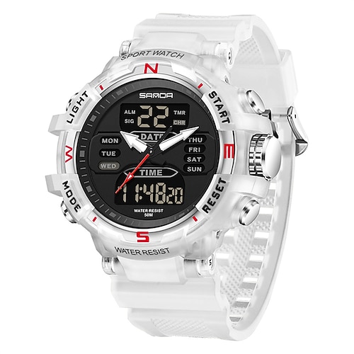 SANDA Herren Digitaluhr Outdoor Sport Mode Armbanduhr Leuchtende Stoppuhr Wecker Countdown TPU Uhr Image