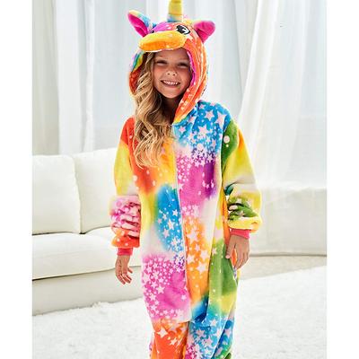 Kid's Galaxy Rainbow Stars Onesie Costume Carnival Costume Unicorn Flying Horse Onesie Pajamas Kigurumi Pajamas Funny Costume For Boys and Girls Christmas Carnival Children's Day Cartoon