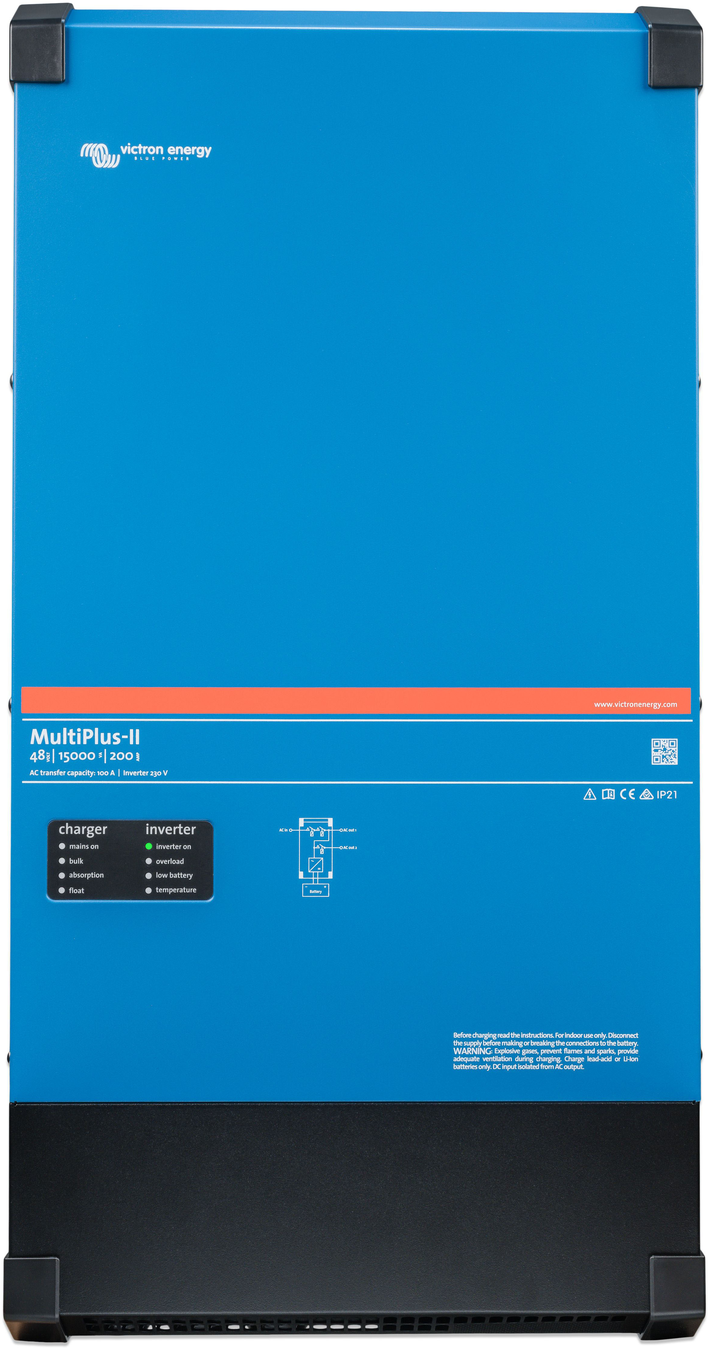 Wechselrichter VICTRON ENERGY "»Inverter / Charger Victron MultiPlus-II 48/15000/200-100«", blau, B:40,5cm H:21,7cm L:81cm, Aluminium, Wandler, 15000 W, 48 VDC Image