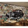 3D Retro Classic Car Graffiti Street Vintage Removable Wallpaper