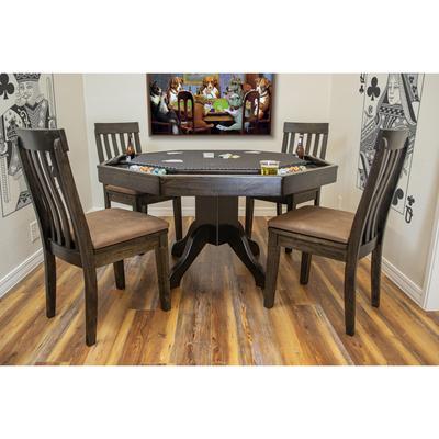 Model 54KAMO 54 Inch 8 Player Classic Handcrafted Poker Table in Mocha Finished Alder with 8 Solid Wood Chip Trays - N/A