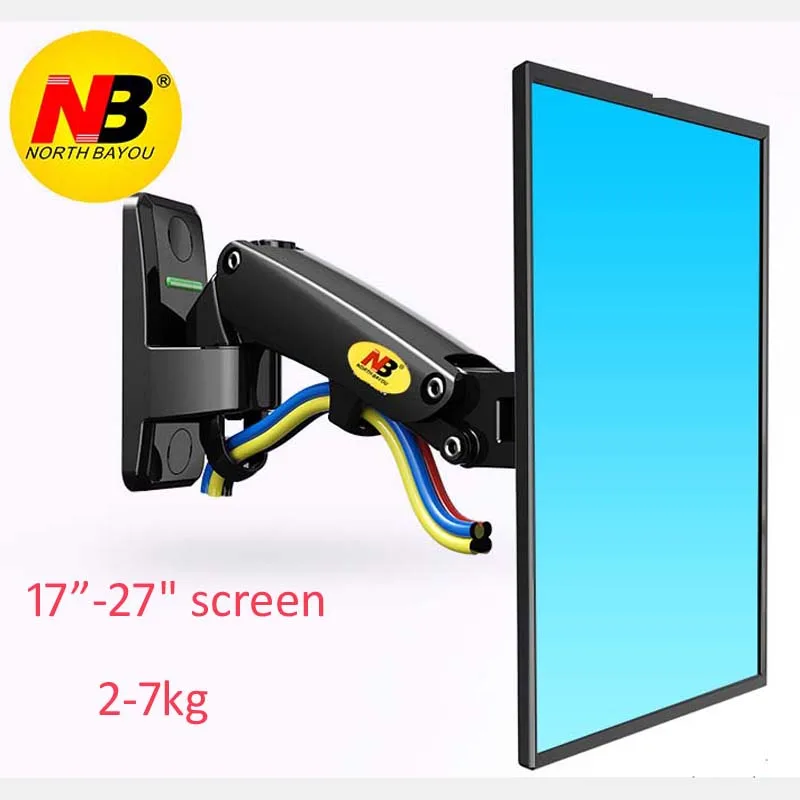 NB F120 17-27 Zoll Aluminium GS Gasfeder 360° drehbare, voll bewegliche TV-Wandhalterung, LCD-Monitor-Wandhalterung, Bildschirmhalter Image