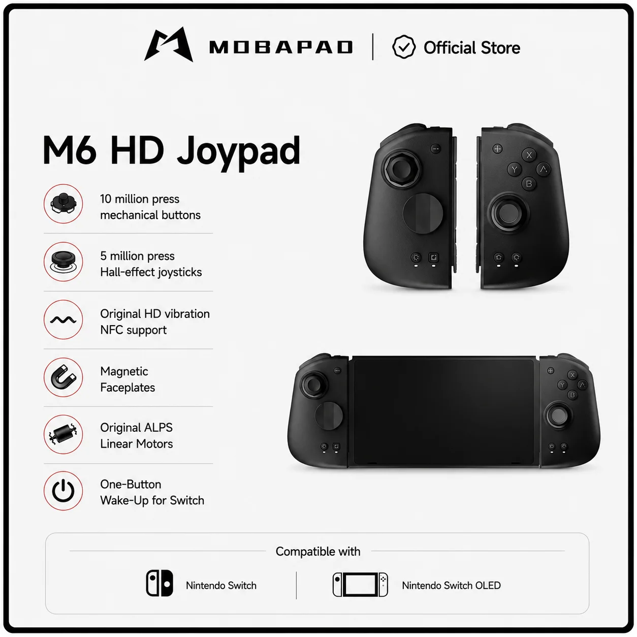 Controller MOBAPAD M6 HD Gemini 2 per Nintendo Switch Joypad OLED con console joystick Hall per gamepad Switch NS OLED