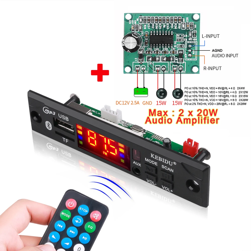 DC 12V Bluetooth 5.0 Wireless MP3 Player WMA Decoder Board USB TF FM Radio 3,5mm AUX Modul Car Kit Wireless MP3 Musik Player Image