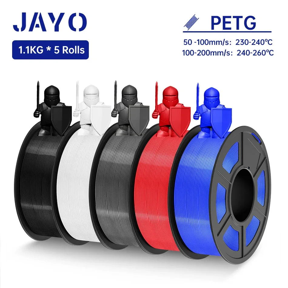 JAYO PLA PETG APLA ABS PLA+2.0 SEIDE 3D-Filament 5 Rollen 5,5 kg 1,75 mm 100 % keine Blase FDM 3D-Druckermaterialien DIY-Geschenk Image