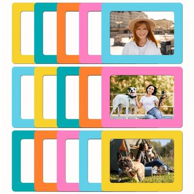 TEMU 15pcs Magnetic Refrigerator Photo Picture Frames, Diy Picture Frame, 5 Colors Magnetic Picture Frames For Refrigerator Walls Windows Photos, Modern Simple Display Frame Image