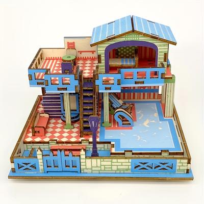 Wooden 3d Puzzle, Cottages Building Models Puzzle ...
