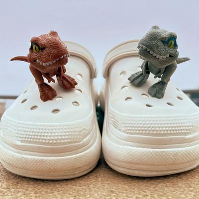 2pcs Funny Dinosaur Shoe Decoration Charms, Detachable Plastic Diy Accessories For Clogs Sandals, Beach Bags, Gift For Holiday Party