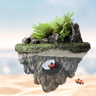 1pc Floating Aquarium Decor - Abs Resin Rockery With Hideaway Cave For Fish Tank Landscaping