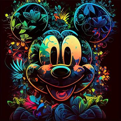 Disney Mickey Mouse 5d Diy Diamond Painting Kit - Round Full Drill, Cute Cartoon Animal Art For Home Decor & Gifts, 11.81x11.81in Canvas