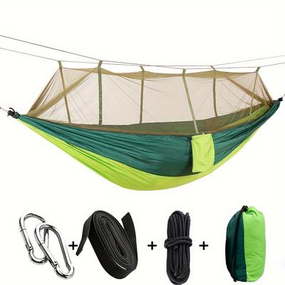 Camping Hammock With Net, 440lbs Capacity Lightweight Camping Hammock Chair W/tree Straps And Attached Carry Bag - Portable For Outdoor Camping Adventure