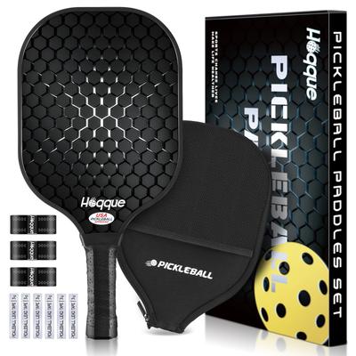 Black Pickleball Set Paddle With Cover Case Overgr...