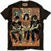 Vintage Pearl Juffy Band Illustration on Black TShirt: Retro Poster Style with Sharp Edges and Pastel Palette