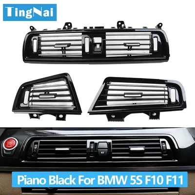 LHD RHD Piano Black Front Air Vents AC Outlet Panel Chrome For BMW 5 Series F10 F11 F18 520i 523i