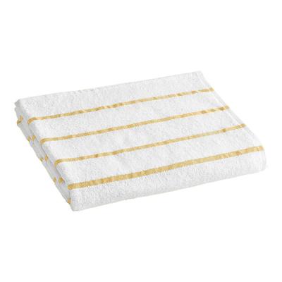 Oxford 30" x 64" Yellow Stripes Cotton / Polyester Pool Towel 13 lb. - 12/Pack