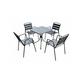 Set tavolo con 4 sedie impilabili da esterno in metallo antracite, Fredi Styrit