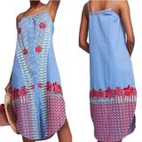 Anthropologie Dresses | Anthropologie Lilka Estina Palisades Embroidered Midi Dress Women's Size | Color: Blue/Red | Size: S