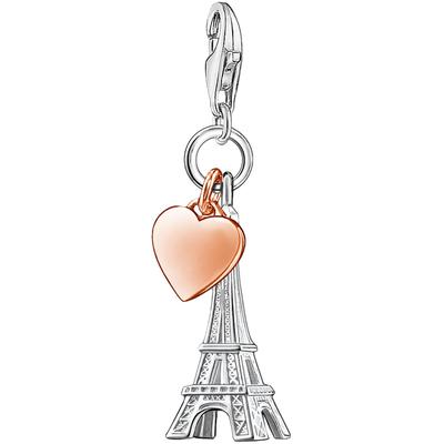 Charm-Einhänger THOMAS SABO "Eiffelturm mit Herz, 0904-415-12", rosa (silberfarben, roségoldfarben), Charms, Damen, Silb