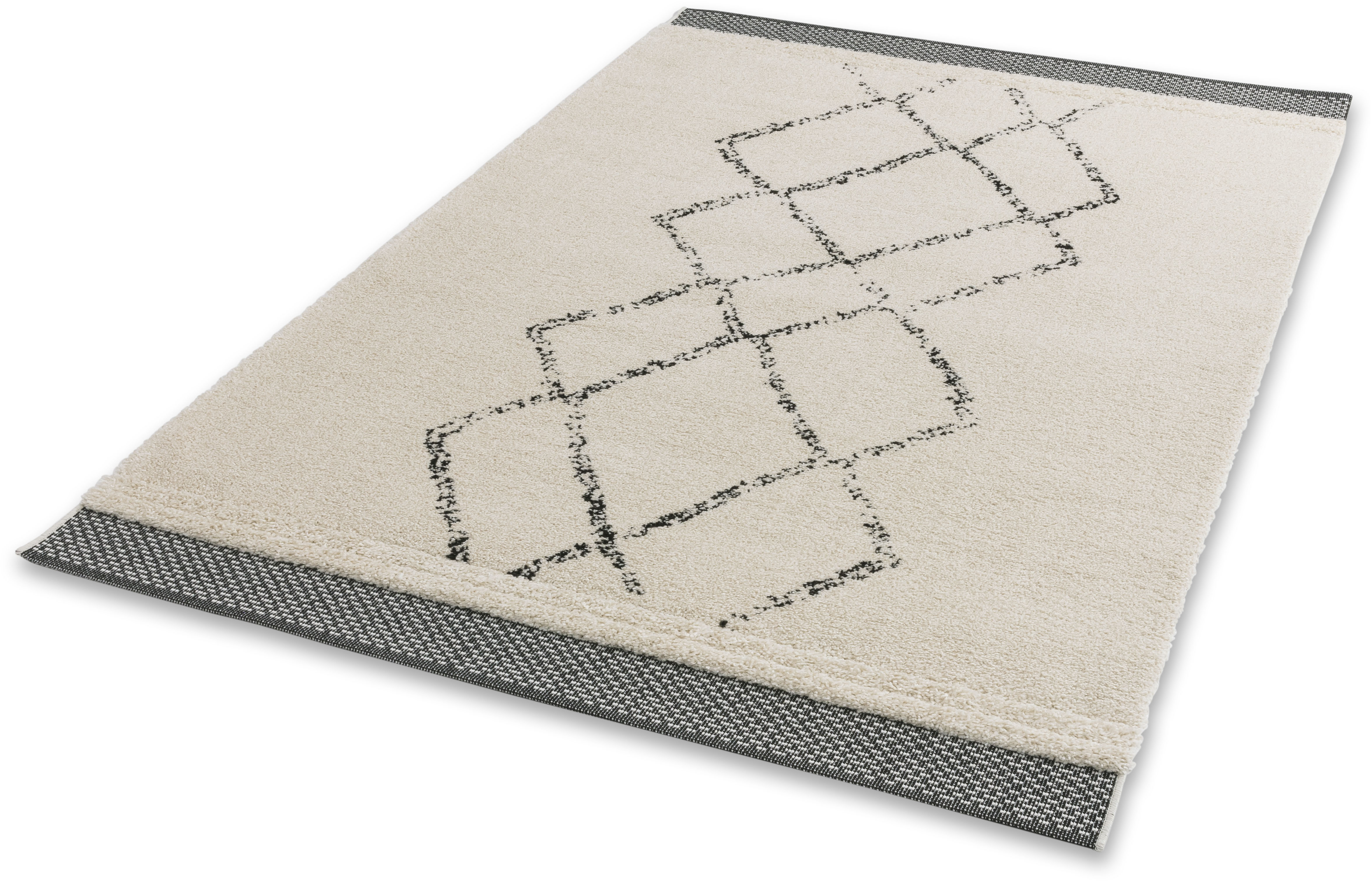 Hochflor-Teppich "Winsome 6318-242", weiß, B:200cm H:25mm L:290cm, Kunstfaser, SCHÖNER WOHNEN-KOLLEKTION, Teppiche, Langflor, Hoch Tief Struktur, Wohnzimmer, Schöner Wohnen Kollektion Image