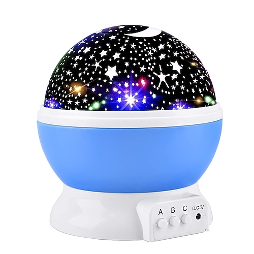 Sternenhimmel Projektor Nachtlicht Lampe 360 Grad rotierendes Tischlicht 4 LED Lichter 8 Farben Wechsel mit USB-Kabel für Kinder Babys Schlafzimmer und Partyddekoration Image