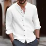 Men's linen long-sleeved shirt linen men's British style slim casual loose cotton linen shirt spring