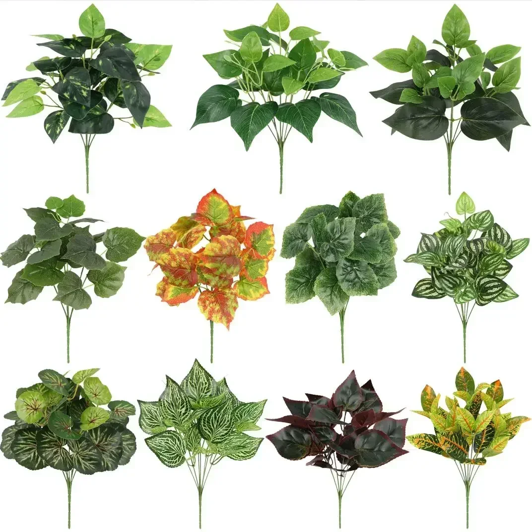 33cm (13in) künstliche Pflanzen wand künstliche Schildpatt Blatt Pothos Blatt Erdbeer farn Fee Taro Blatt Wohnzimmer Dekor Image