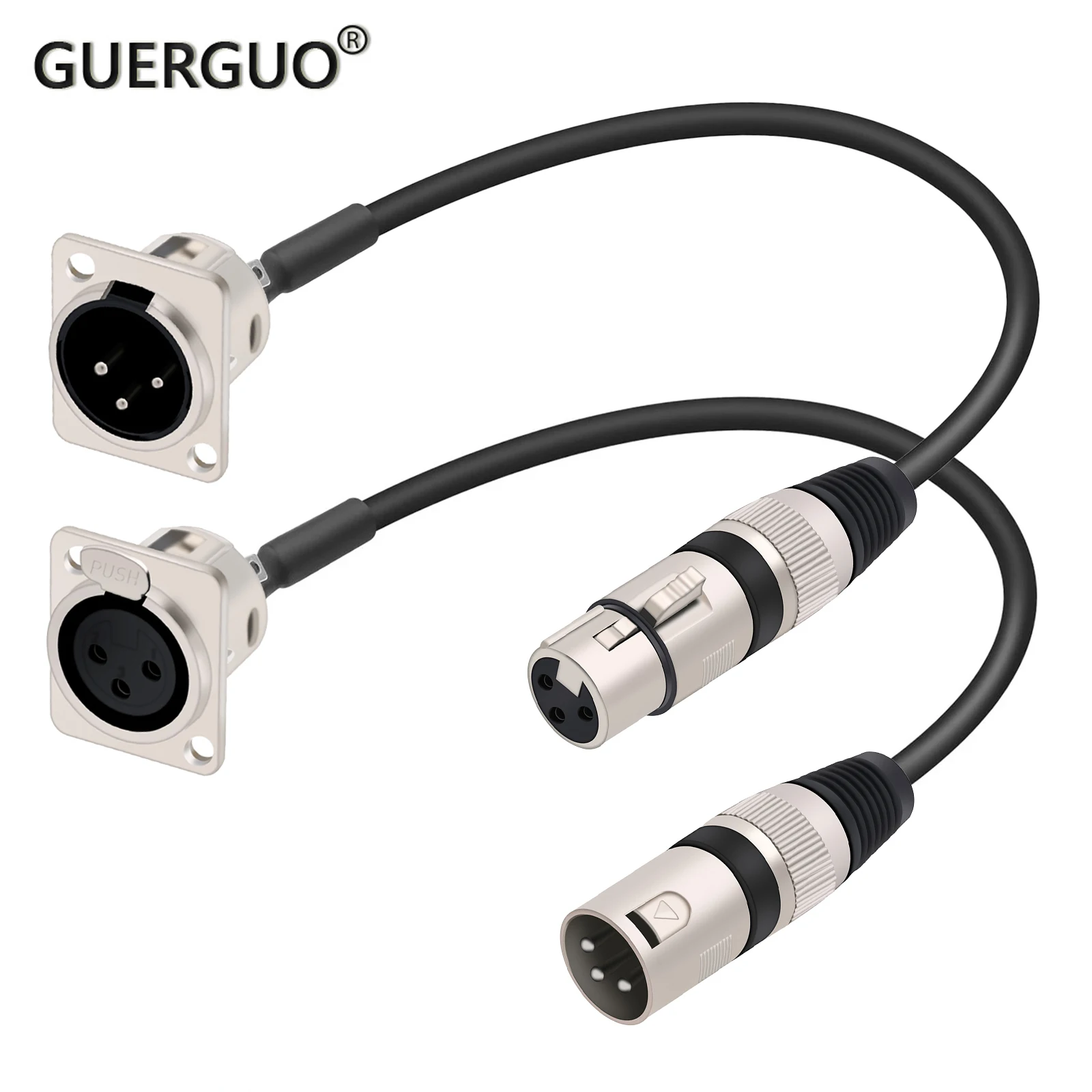 0,3–15 m, 3-poliges XLR-Kabel, D-Typ-XLR-Buchse auf XLR-Stecker, Durchgang durch OFC, Kupfer, abgeschirmtes Kabel für Mikrofon Image