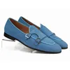 Mode blau Wildleder Männer Slipper Herren Mokassins Freizeit schuhe Wohnungen Kleid Schuhe Doppels chn allen Hochzeits schuhe groß
