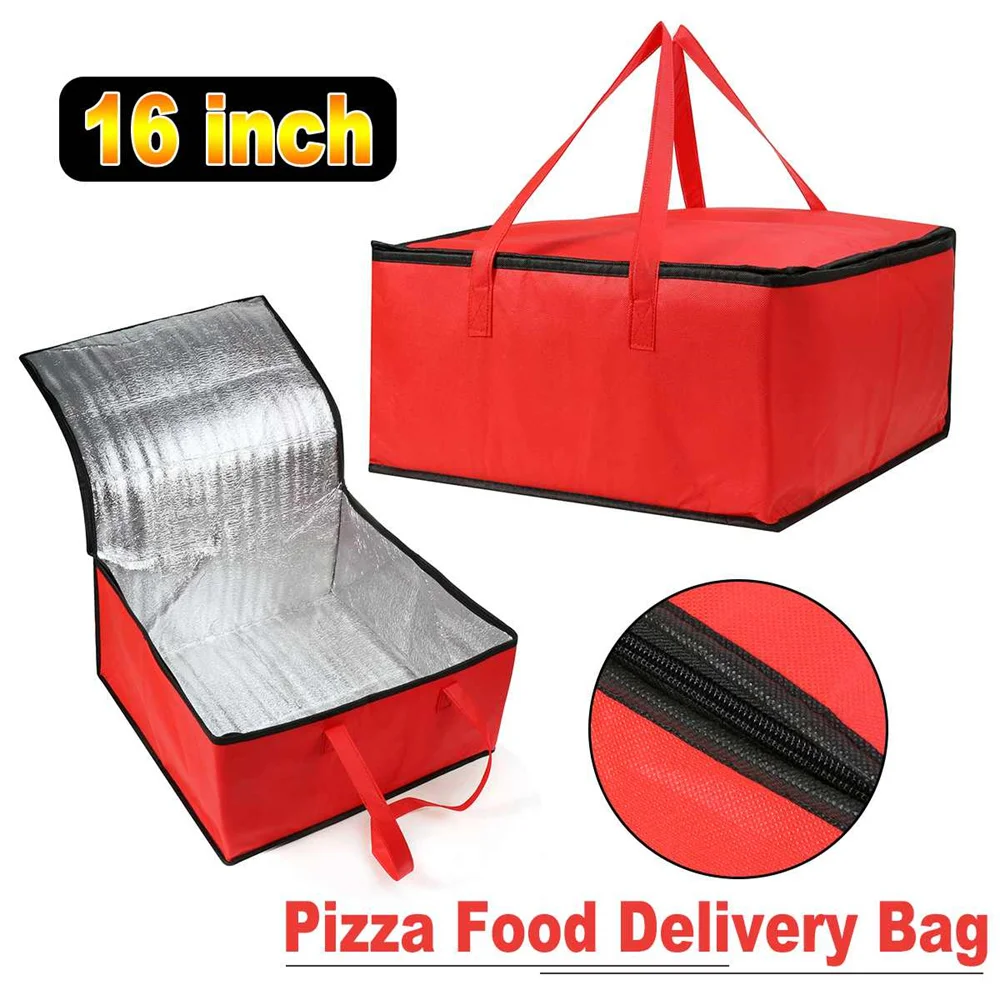 Sac isotherme pour aliments, livraison de pizza, glacière thermique, boîte à clics pour déjeuner, sac de pique-nique pliable à fermeture éclair, sacs carrés pour aliments froids